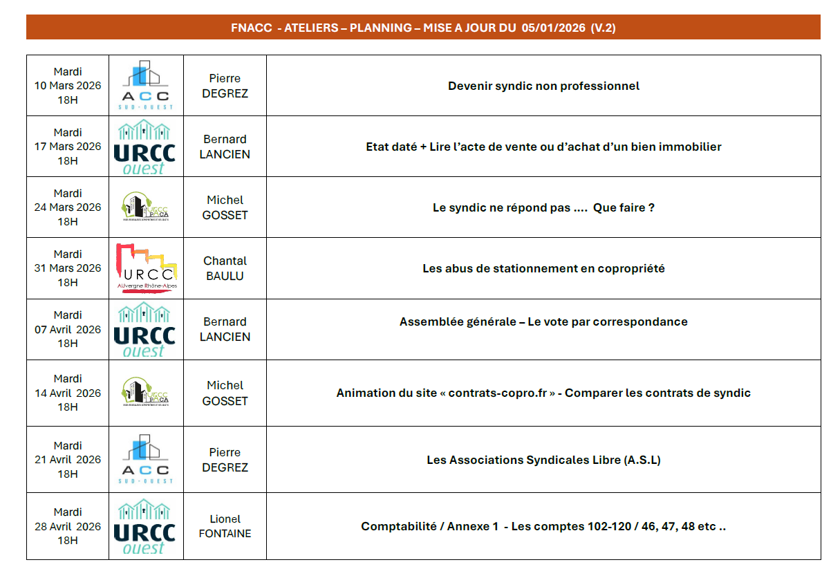 planning atelier FNACC