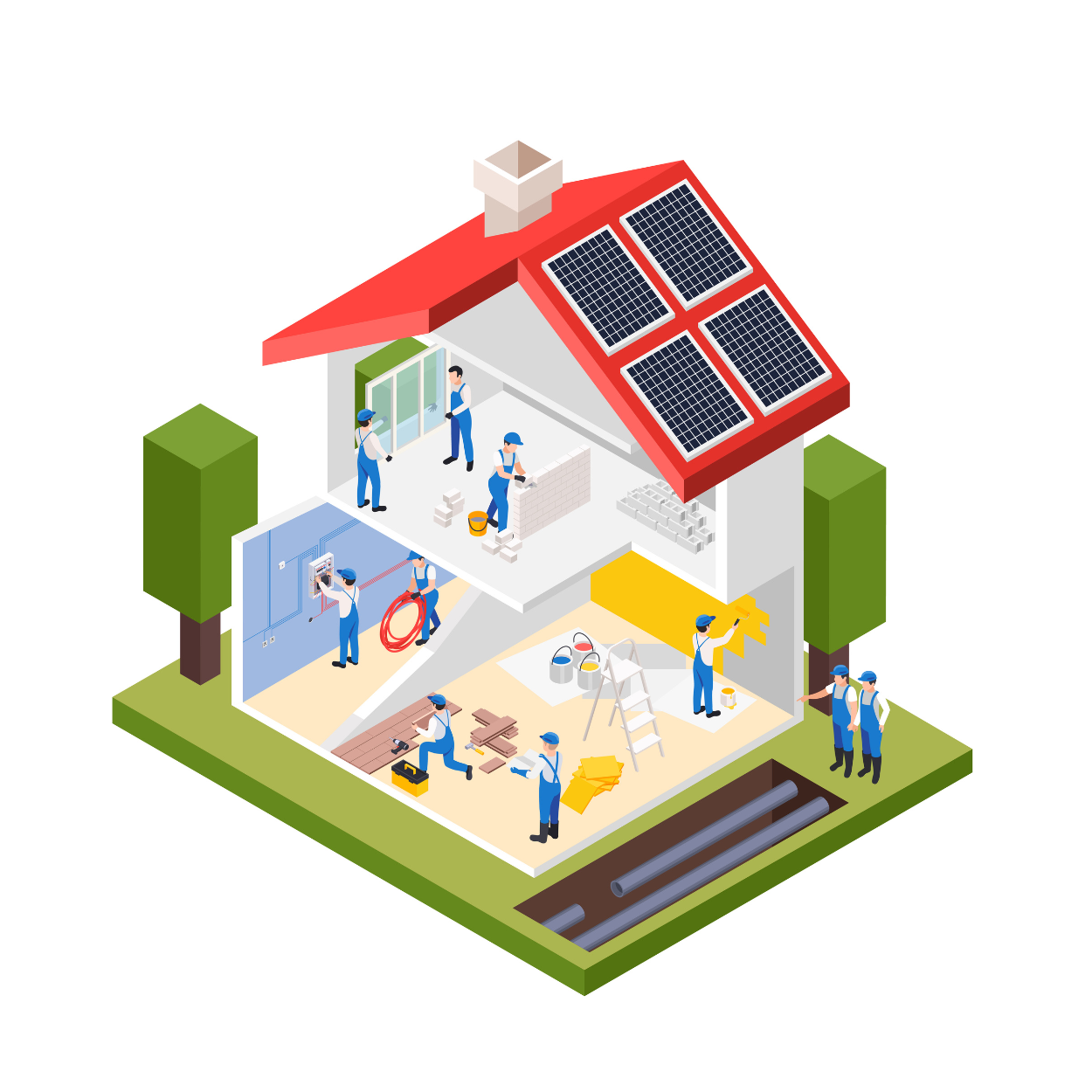 Maison 3D ouverte en rénovation